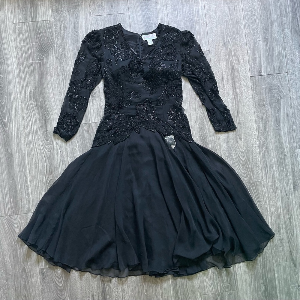Vintage Splendiferous Westwood Village Sequin Flare Dress black